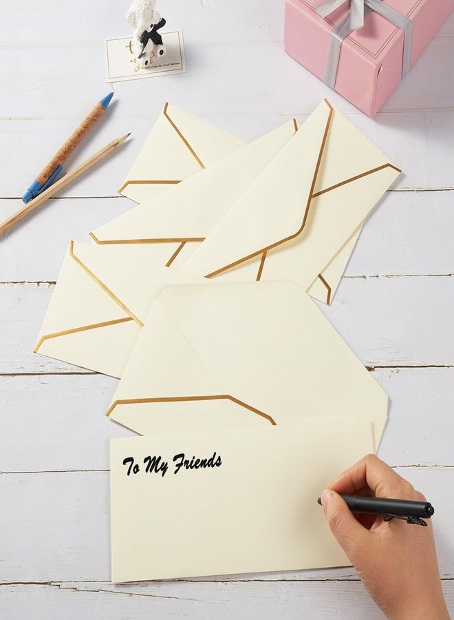 Topeen 30 Pack Thick #10 Business Envelopes with Gold Border, 4 1/8 x 9 1/2 Thick Paper Standard Envelopes with Stickers for Office, Checks, Letter Mailing, Invoices (Cream Color) - Image 4